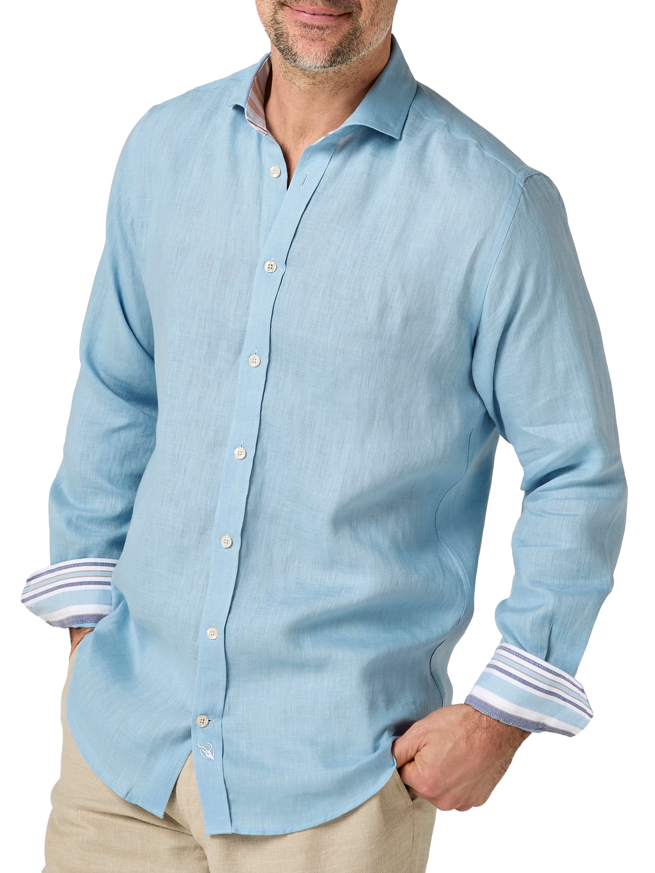 Ocean Blue Linen Shirt