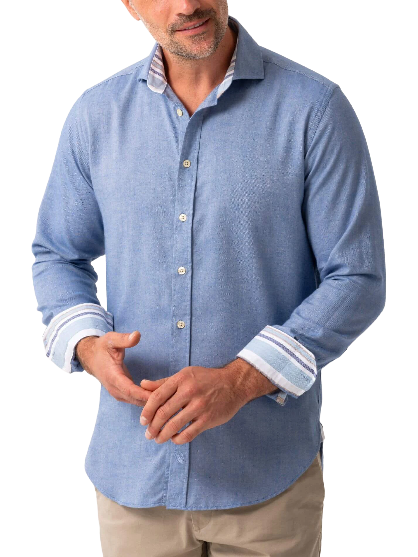 Blue Cotton-Merino Shirt