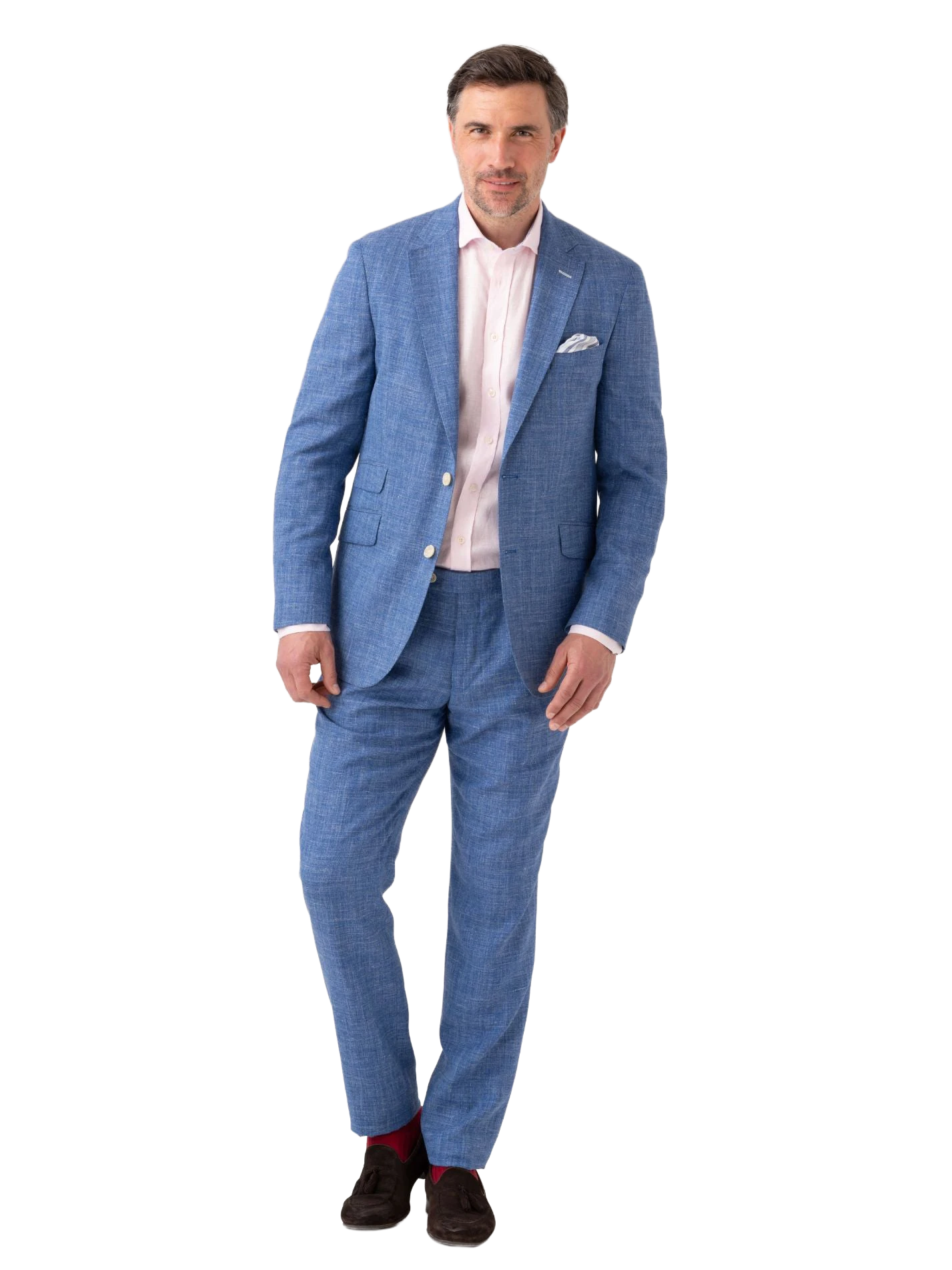 Blue Suit Trousers - Linen, Wool & Silk