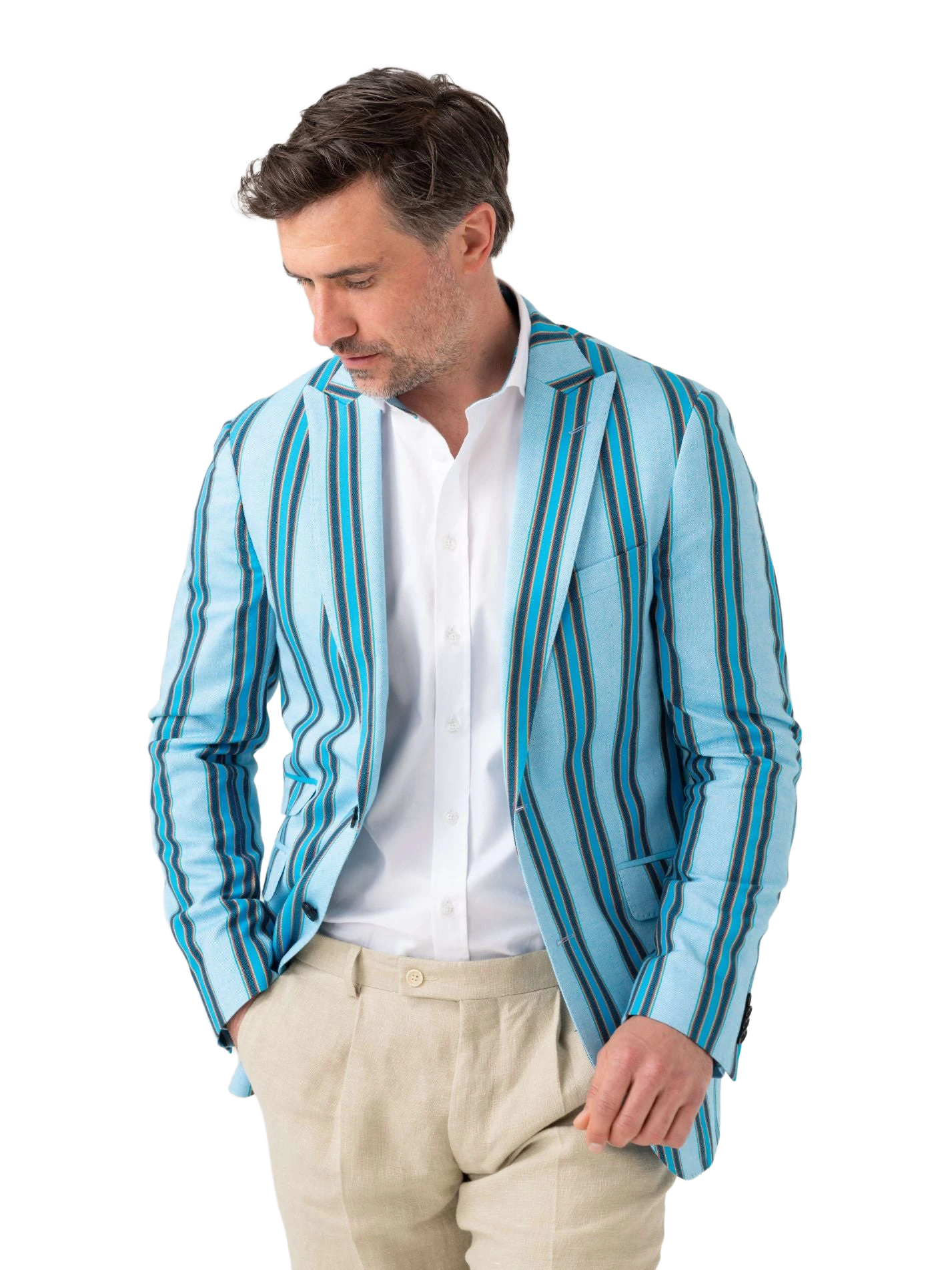 Men's Turquoise Striped Kikoy Blazer